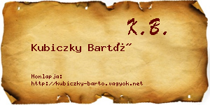 Kubiczky Bartó névjegykártya
